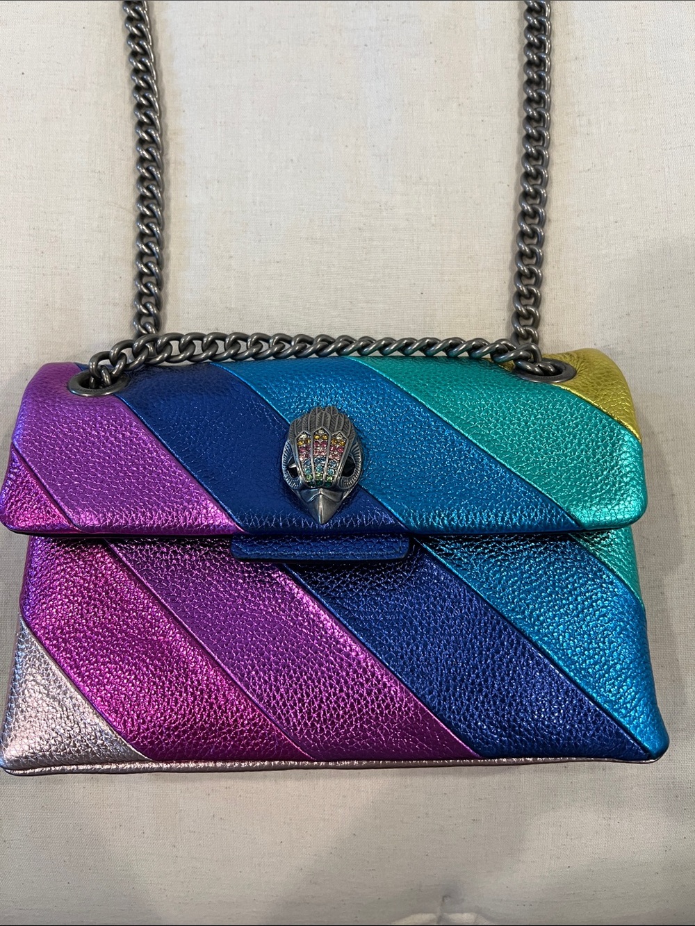 Kurt Geiger Metallic Rainbow Stripe Shoulder Bag